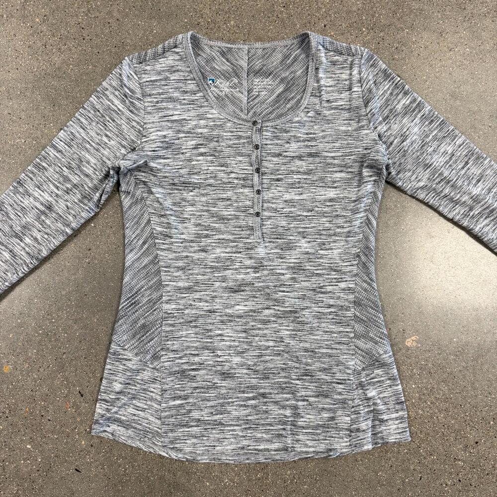 Kuhl Women’s Svenna Long Sleeve Henley Shirt Size 19F Heathered Gray